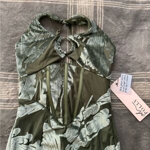 Oh Polly Green Velvet Corset Dress